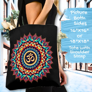 Bolsa Tote Mandala com símbolo OM em preto