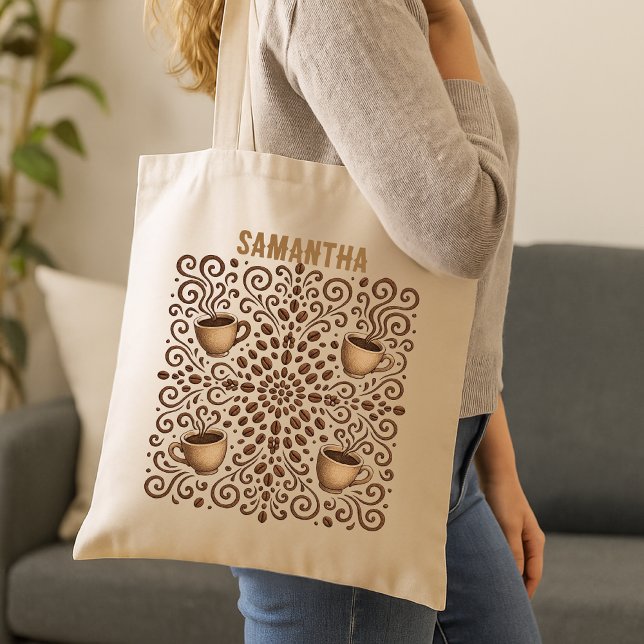 Bolsa Tote Mandala de Café (Criador carregado)