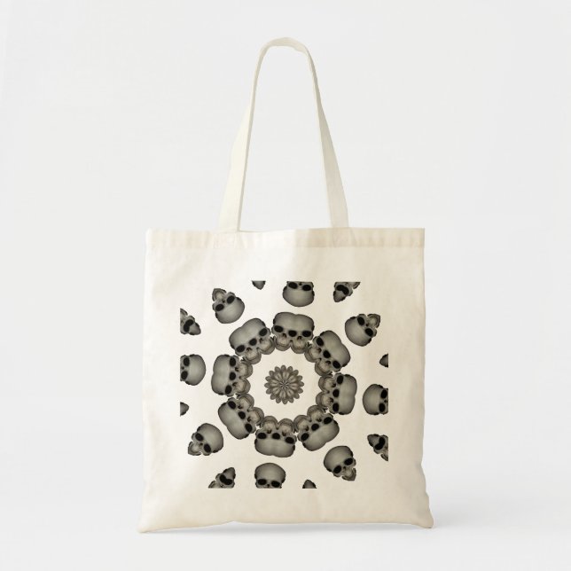 Bolsa Tote Mandala de Crânio Humano Sinistro (Frente)