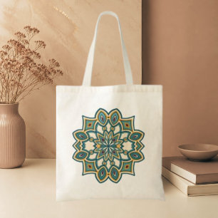 Bolsa Tote Mandala de Flor Açafrão