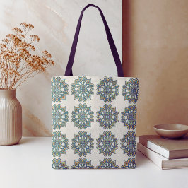Bolsa Tote Mandala de Flor de Teal