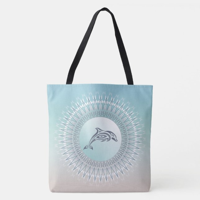 Bolsa Tote Mandala de Golfinho Estilo Praia (Frente)