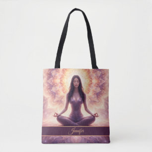 Bolsa Tote Mandala de Meditação Brilhante Mulher Nome Persona