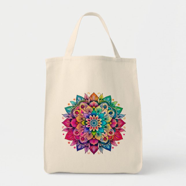 Bolsa Tote Mandala / Design de Flor (Frente)
