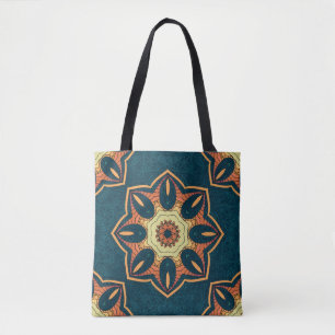 Bolsa Tote Mandala étnica: padrão de colheita sem descontinui