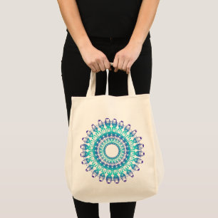 Bolsa Tote mandala. étnico da cerceta