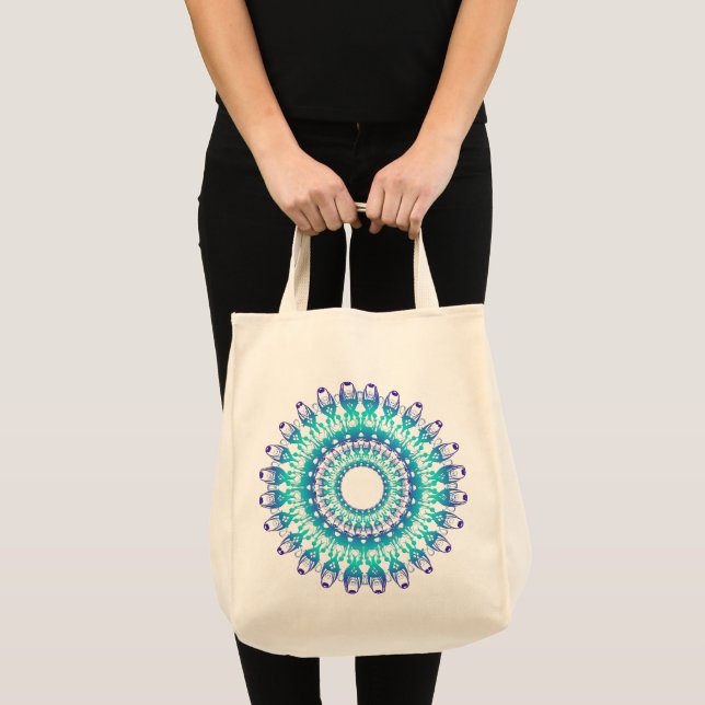 Bolsa Tote mandala. étnico da cerceta (Frente (produto))