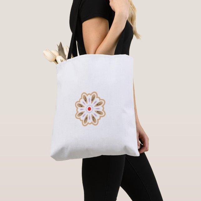 Bolsa Tote Mandala Flower Art Impressão | Boho Decor (Close Up)