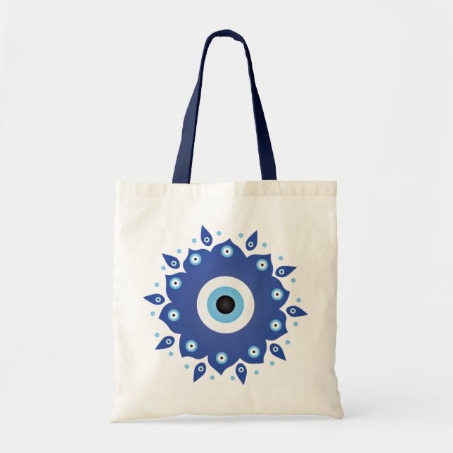 Bolsa Tote Mandala Grego Mau Azul Branco (Frente)