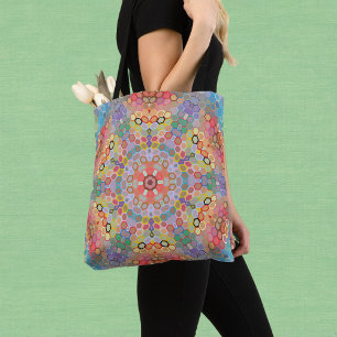 Bolsa Tote Mandala Hexagonal Arco-íris