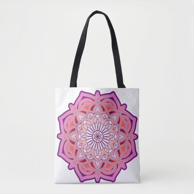 Bolsa Tote Mandala rosa-branca (Frente)