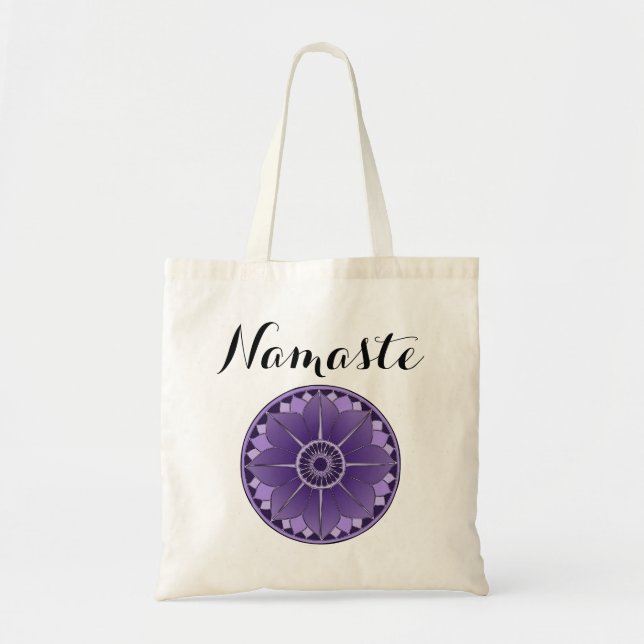 Bolsa Tote Mandala Roxo Namaste Moderno (Frente)
