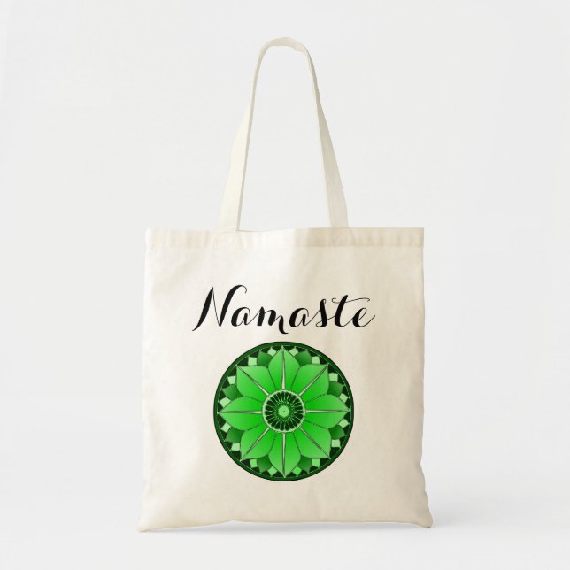 Bolsa Tote Mandala Verde Namaste Moderno (Frente)
