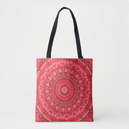 Bolsa Tote Mandala Vermelha Negrito Boho Mercado Ousado Vibra