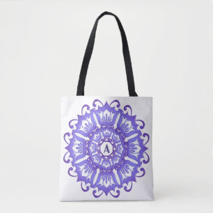 Bolsa Tote Mandala. violeta floral