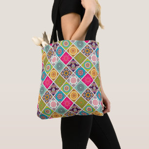 Bolsa Tote Mandalas colorido ao estilo marroquino