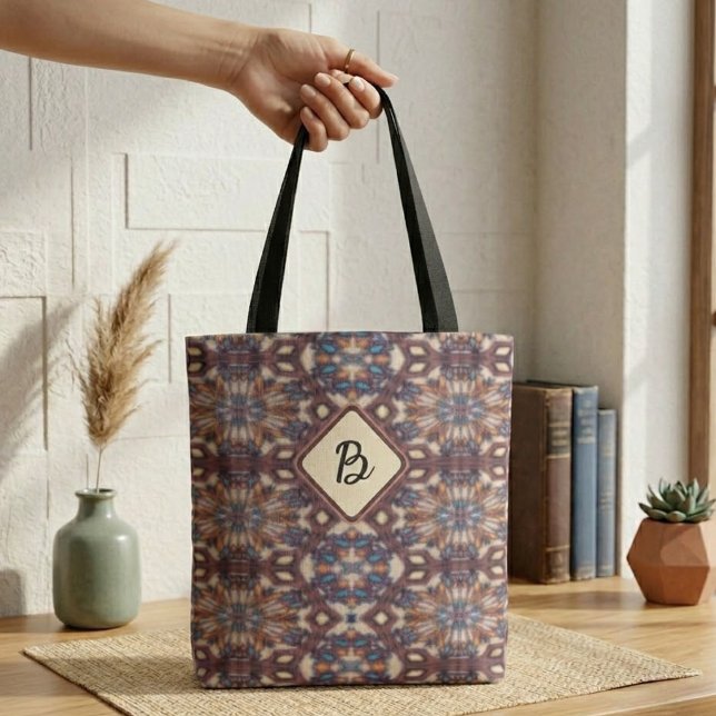 Bolsa Tote Mandalas Conectados Turquesa, Amarelo e Marrom (Criador carregado)