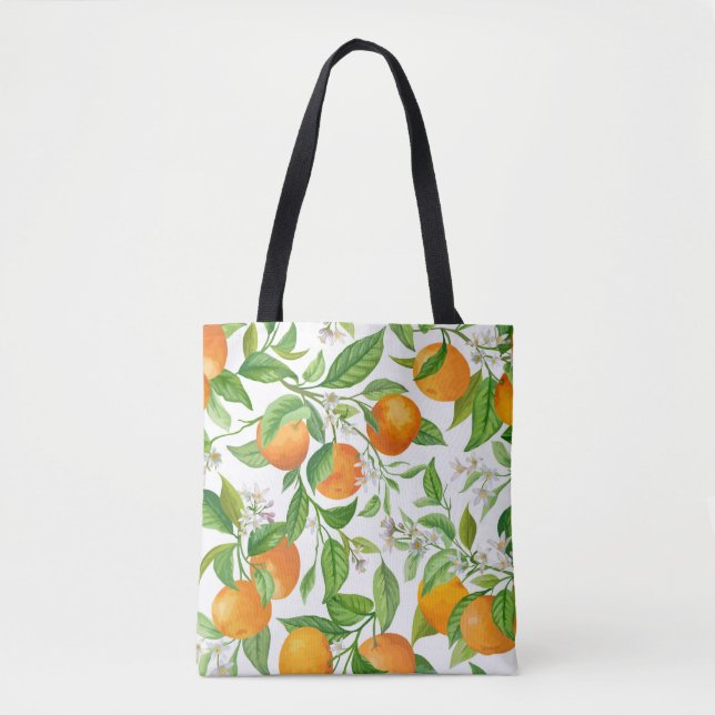 Bolsa Tote Mandarin Fruit Seamless Tropical Pattern, Colorful (Frente)