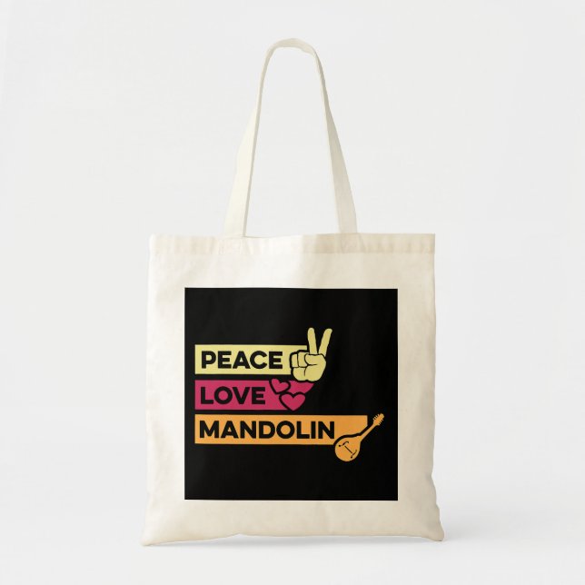 Bolsa Tote Mandolin Lover Peace Love Mandolin Maestro (Frente)