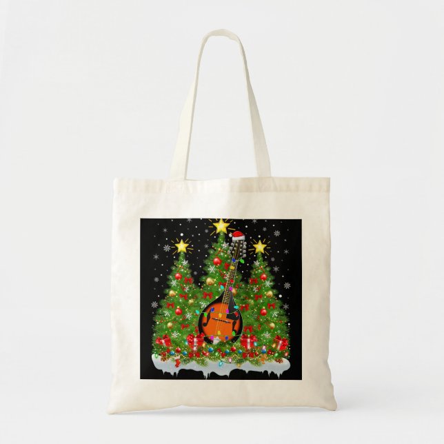 Bolsa Tote Mandolin Lover Xmas Luzes Papais noeis Mandolin Ch (Frente)