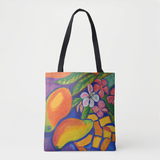 Bolsa Tote Mango ama saco de toques tropicais (Frente)