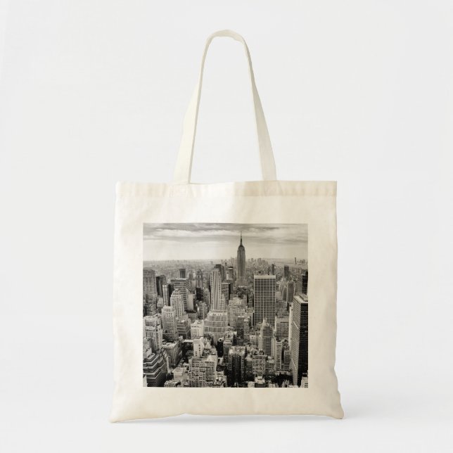 Bolsa Tote Manhattan, Nova Iorque (panorama preto e branco) (Frente)