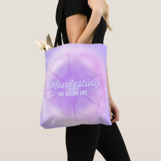 Bolsa Tote Manifestando Minha Vida dos Sonhos Aura Roxa Estét