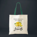 Bolsa Tote Manípulo Verde do Escovo Moderno Limoncello Lemons<br><div class="desc">Limões De Aquarela De Pincel Moderno Quando A Vida Lhe Dá Limões Fazem Saco De Tota De Alça Verde De Limoncello</div>