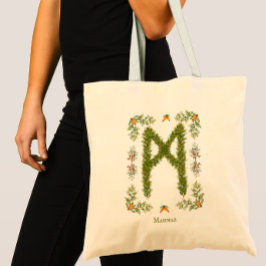 Bolsa Tote Mannaz Rune em Evergreen Branches Personalizados