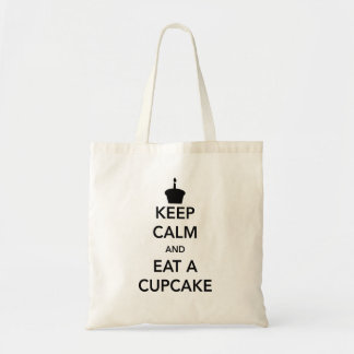Bolsa Tote Mantenha a calma e coma um cupcake