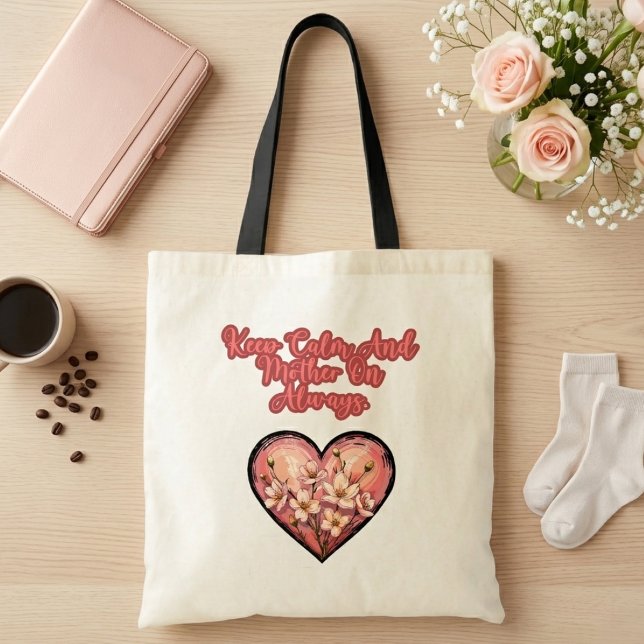 Bolsa Tote Mantenha a Calma e Continue Sendo Mãe Sempre Vida  (Criador carregado)