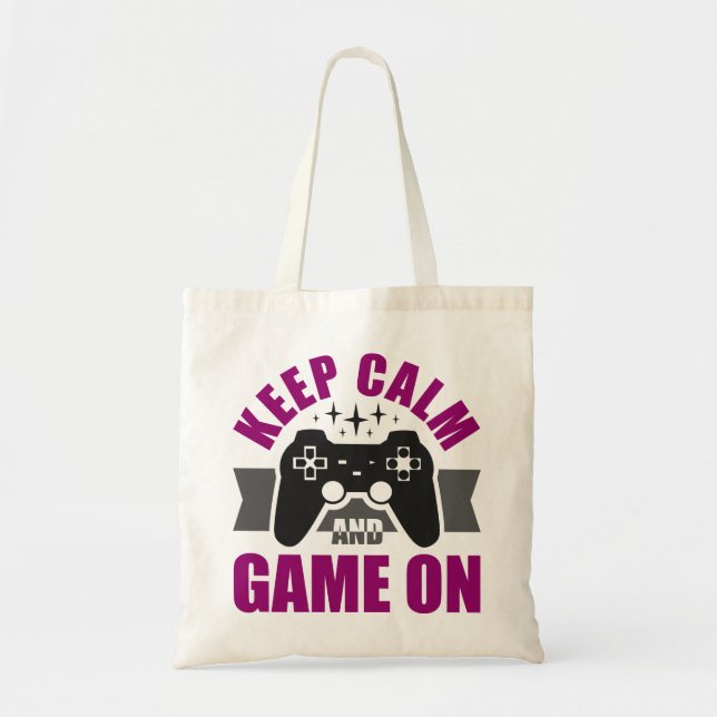Bolsa Tote Mantenha a calma e jogue games (Frente)