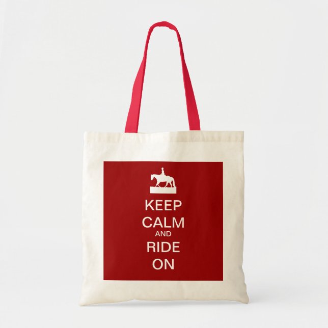 Bolsa Tote Mantenha a calma e monte-a sobre (Frente)