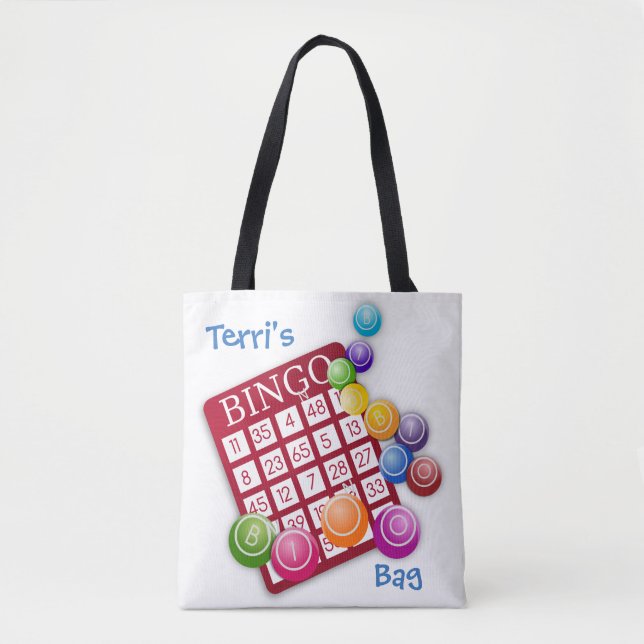 Bolsa Tote Mantenha a calma e o bingo ligados *Personalizado* (Frente)