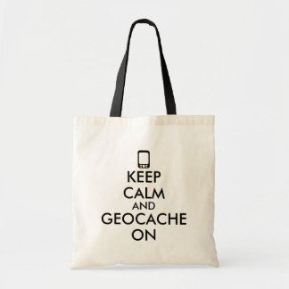 Bolsa Tote Mantenha a calma e o Geocache no costume de GPS