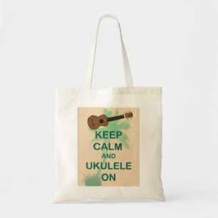 Bolsa Tote Mantenha a calma e o Ukulele no impressão origina