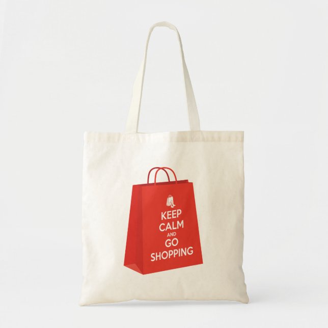 Bolsa Tote Mantenha a calma e vá Comprar (saco2) (Frente)
