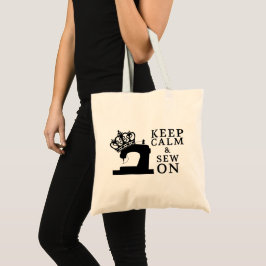 Bolsa Tote Mantenha a calma & Sew em artesanatos/logotipo da