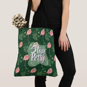 Bolsa Tote Mantenha a Folha de Flamingo Monstera Tropical Per