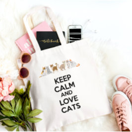 Bolsa Tote Mantenha Calma e Ame Gatos