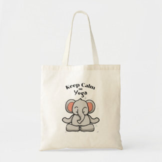 Bolsa Tote Mantenha calma e elefante de ioga