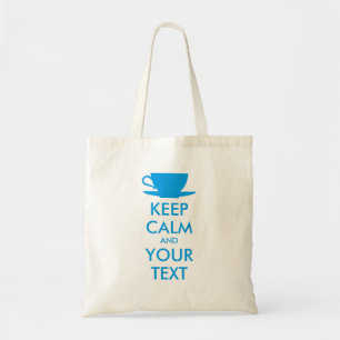 Bolsa Tote MANTENHA CALMA Personalizada e o TEXTO - boné azu