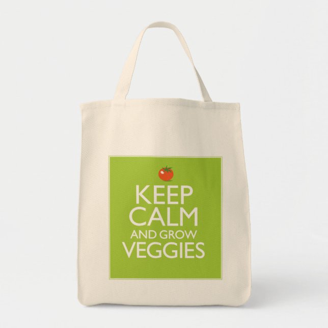 Bolsa Tote Mantenha calmo e cresça vegetarianos (Frente)