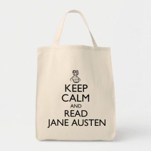 Bolsa Tote Mantenha calmo e leia a sacola de Jane Austen