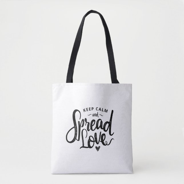 Bolsa Tote Mantenha Calmo Texto Amar Arte Inspiração Ar (Frente)