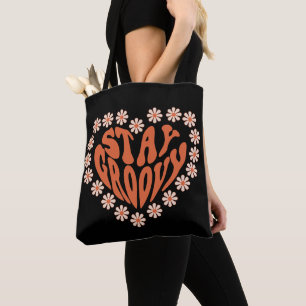 Bolsa Tote Mantenha o Coração Floral do Groovy