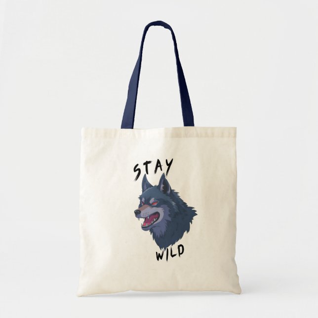 Bolsa Tote Mantenha o Espírito do Lobo Bravo (Frente)