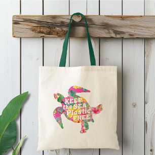 Bolsa Tote Mantenha o mar livre de plástico reutilizável