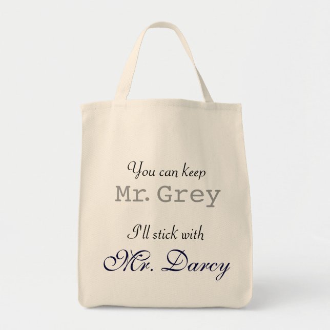 Bolsa Tote Mantenha o Sr. Cinzento Eu colará com Sr. Darcy o (Frente)