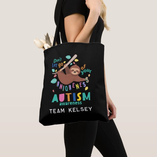 Bolsa Tote Mantenha-Se À Sua Consciência Única E Autismo. (Close Up)